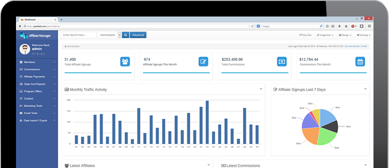screenshot of JROX Affiliate Manager